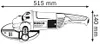 A diagram of a Bosch angle grinder with dimensions indicated. Produktbild-Vorschau