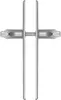 A pair of silver door handles with rectangular rosettes, shown from the front. Náhled obrázku produktu