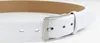 A close-up view of a white belt with a silver buckle. Produktbild-Vorschau