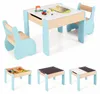 COSTWAY 3-delige kinderset van hout, kinderstoel met 2 Productafbeelding-voorbeeld 1