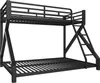 A black metal bunk bed with a ladder, shown from a slightly angled front view against a white background. Náhled obrázku produktu