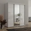 Kleiderschrank zum Schlafzimmer für Kleidung mit Spiegel, Höhe: 200cm, Breite: 180 cm, Weiß Produktbild-Vorschau
