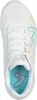 A top-down view of a white Skechers sneaker with colorful floral accents. Produktbild-Vorschau