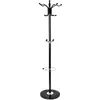 A black metal coat rack with a round base and a ring for umbrellas. Produktbild-Vorschau