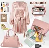 IGOLUMON Damen Handtasche Mittelgroß Leder Rosa Elegante Produktbild-Vorschau 5
