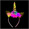 LED Einhorn Haarreif LITTLE UNICORN goldenes Einhorn - bunt Produktbild-Vorschau 1