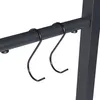 Two black S-hooks hanging from a dark metal rod, which is part of a larger structure. Náhled obrázku produktu