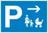 Mutter und Kind Parkplatz Schild mit Richtungspfeil rechts Produktbild-Vorschau 1