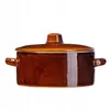A brown ceramic pot with a lid, shown from the front on a white background. Produktbild-Vorschau