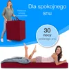 A woman is shown holding a folded mattress, with text overlaid indicating it's for restful sleep and a 30-night trial. Below, another woman is lying on a red mattress. Anteprima dell’immagine prodotto