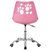 A pink office chair with paw print cutouts on the back, shown from the back. Produktbild-Vorschau
