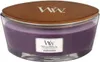 A WoodWick Spiced Blackberry scented candle in a glass jar with a wooden lid. Produktbild-Vorschau