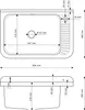 Technical drawing of a black sink with dimensions and measurements. Anteprima dell’immagine prodotto