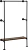 A black metal pipe clothing rack with a wooden shelf, shown against a white background. Produktbild-Vorschau