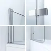 Collage of close-up shots of a shower enclosure hinge and frame. Produktbild-Vorschau