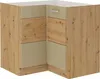 Eckunterschrank 90x90 Eiche Artisan Cappuccino Hochglanz Produktbild-Vorschau 1
