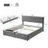Diagrams and dimensions of a bed frame and storage drawers. Produktbild-Vorschau