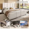 A collage of images showcasing a bed in different settings, with text overlays. Náhled obrázku produktu