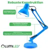 A blue desk lamp with feature callouts. Náhľad obrázku produktu
