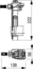 Technical drawing with dimensions of a toilet fill valve. Anteprima dell’immagine prodotto