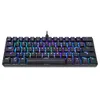 A black mechanical gaming keyboard with RGB backlighting, shown from a front-facing, slightly elevated angle on a white background. Podgląd zdjęcia produktu