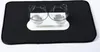 A pet feeding station with two clear bowls on a black mat. Náhľad obrázku produktu