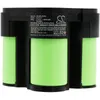 A battery pack with green cylindrical cells and a black casing, with a label showing product information. Produktbild-Vorschau