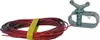 A coiled red wire and a metal clamp with a Y-shaped handle are displayed against a white background. Produktbild-Vorschau