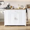 A white kitchen island with a wooden countertop is shown in a kitchen setting. Podgląd zdjęcia produktu