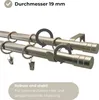 Close-up of a double curtain rod with rings and clips, highlighting its diameter and robustness. Produktbild-Vorschau