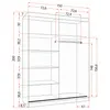 A technical drawing of a wardrobe with dimensions indicated. Voir les images du produit