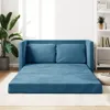 vidaXL Bodensofa mit Schlaffunktion Blau 122x204x55 cm Samt Produktbild-Vorschau 9