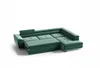 A green sectional sofa with a pull-out bed feature and adjustable headrests, shown against a white background. Náhľad obrázku produktu
