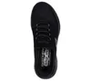 A top-down view of a black Skechers slip-on shoe. Voir les images du produit