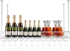A white metal wine rack with bottles and glasses, suspended from the ceiling. Podgląd zdjęcia produktu