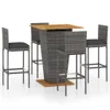5-tlg. Gartenbar-Set mit Kissen Poly Rattan Grau Produktbild-Vorschau 1