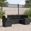 vidaXL 5-tlg. Garten-Sofagarnitur mit Kissen Schwarz Poly Produktbild-Vorschau 2