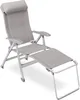 A grey camping chair with a detachable leg rest is shown against a white background. Produktbild-Vorschau
