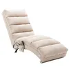 A beige chaise lounge chair with a tufted surface, shown at an angle against a white background. A small remote is visible in a pocket on the side of the chair. Náhľad obrázku produktu