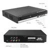 A DVD player is shown from two angles, with labels pointing to its various ports and controls. Náhled obrázku produktu