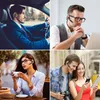Collage of four images showing people using wireless headsets in different scenarios. Produktbild-Vorschau