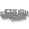 vidaXL 9-tlg. Garten-Lounge-Set Grau Kiefer Massivholz Produktbild-Vorschau 1