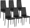 A set of six black dining chairs arranged in a studio setting against a white background. Voir les images du produit