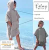 CalmyBEACH Frottee Badeponcho Kinder Bademantel  - Grau Produktbild-Vorschau 2