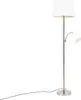 Klasyczna lampa stojąca stalowa z białym kloszem i lampką Podgląd zdjęcia produktu 1