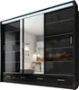 Halbglanz Gross Schwarz Schiebeschrank mit Spiegel Produktbild-Vorschau 1