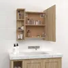 A bathroom cabinet with a mirror and shelves filled with toiletries, above a sink and vanity. Náhled obrázku produktu