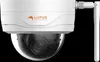 A white dome IP security camera with a black lens is shown against a black background. Podgląd zdjęcia produktu
