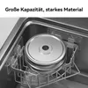 A metal dish rack with a pot in a sink. Produktbild-Vorschau