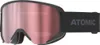 A pair of black ski goggles with a pink lens is shown against a white background. Produktbild-Vorschau